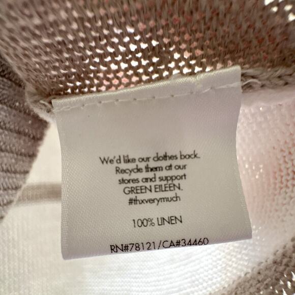 Eileen Fisher XS Linen Slub Cardigan Striped Beige White Lightweight Sweater - Picture 8 of 10